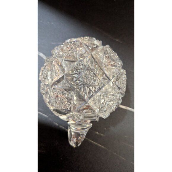 vintage Cut Glass Lead Crystal Creamer Pitcher Intricate Star Pattern Estate - Picture 8 of 9